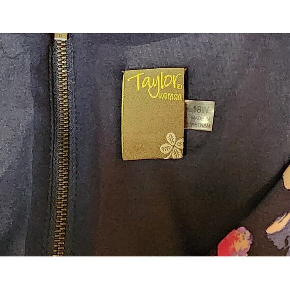 Taylor Floral Print Scuba Fit & Flare Blue Plus Size 18W Formal Sleeveless Dress - Picture 8 of 8